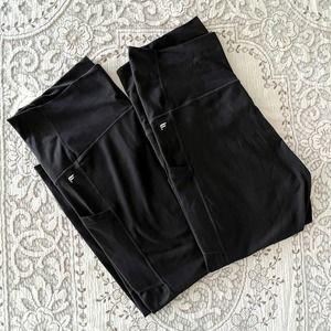 Fabletics XXL PureLuxe High-Waisted Maternity 7/8 Legging Black Pockets 2 Pairs